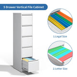 FLIXELIO 5 Drawer File Cabinet with Lock,Metal File Cabinet for Home Office
