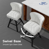 Ollega 26" White Swivel Counter Height Bar Stools Set of 6, 18.9" Wide Seat