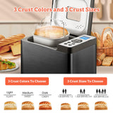 KBS 19-in-1 Programmable Bread Maker,2LB Large Bread Machine Stainless Steel with Sourdough,Gluten-Free,Nonstick Ceramic Pan,650W Bread Maker Machine with 15H Timer&1H Keep Warm,3 Crust Colors,Recipes