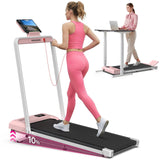 Foldable Treadmill with Incline, Compact Walking Pad Treadmill with Safety Handle Bar, 3.0HP Quiet Under Desk Treadmills