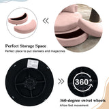 ERYE 49.2-Inch Oversized Round Accent Barrel Chair 360 Swivel Lounge Armchair W/Storage Ottoman