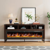 LUXOAK 65" Farmhouse TV Stand with 60" Electric Fireplace for TVs up to 75"