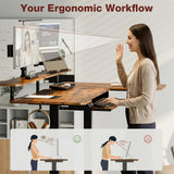 59 Inch L Shaped Standing Desk with Shelves and Keyboard, Electric Corner Standing Desk Adjustable Height