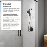 Brondell Nebia Yuba HaloNetic Double Dock Magnetic Handheld Shower Head, 60" Stainless Steel Hose, 5-Setting, Matte Gold