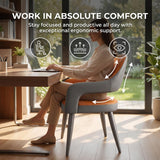 Quvex Modern Scratch-Resistant Leather Dining Chairs Set of 2 with Arms, Upholstered Kitchen & Dining Room Chairs with Ergonomic Curved Back, Thick Cushion Seat & Heavy-Duty Metal Legs, Grey