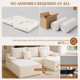 Boneless Couch Cloud Modular Sectional Sofa, Modern Convertible L Shaped 3 Seat Corduroy Deep Seat Boneless Couches with 5 Pillows for Living Room, Apartment (Beige, Left Facing Chaise+Ottoman)