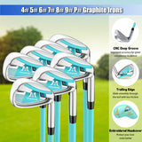 MAZEL 12 Pieces Men's Complete Golf Clubs Set or Individual Golf Clubs - Titanium Driver (Complete Golf Set, Light Blue)