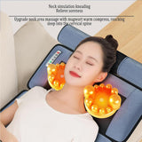 Full Body Shiatsu Heat Massage Mat & Neck Pillow, 10 Vibrating Motors for Ultimate Neck & Back Muscle Relaxation - Soft Grey Flannel Comfort