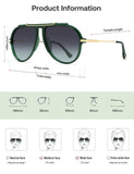 SOJOS Retro Oversized 70s Aviator SunglassesWomen Men SJ2693 Green