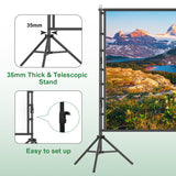 VntB Projector Screen and Stand, 180 inch Outdoor Projection Screen 15 FT Large Portable Movie Screen Wrinkle-Free 16:9 4K Rear Front Foldable Washable with Carry Bag for Backyard Theater Movie Night