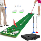 Golf Pong Game Set, Detachable Golf Pong Putting Mat with 8 Golf Balls, 2 Golf Cups & Flags (Green with Putter) KEMLDIVS
