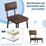 IDEALHOUSE Bar Stools Set of 6 w/Back & Footrest, Counter Height Bar Stools Set of 6 with Thick Cushion & Thickened Metal Legs, Upholstered Counter Height Bar Stools for Island, Counter Bar, Brown
