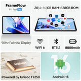 Tablet 11 inch, Android 16 Tablet with Octa-Core Processor, 20GB RAM 128GB ROM 1 TB Expandable