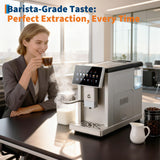 3rd-Gen Espresso Coffee Maker with Milk Frother - Removable Brewer/Grinder, Adjustable Coarseness/Flavor
