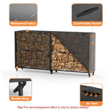 organizelink 8ft Firewood Rack Outdoor with Cover, Heavy Duty Square Metal Wood Storage Log Holder Stacker, Indoor/Outdoor Use