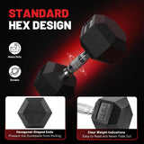 PAPABABE Dumbbell Set Rubber Encased Hex Dumbbell Free Weights Dumbbells Set Home Weight Set- 150 lb Set (Pair of 5 10 15 20 25 lb with Rack) papababe