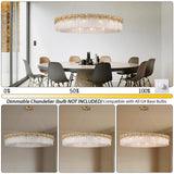 kvtinmty Round Crystal Chandelier, D40 Modern Gold Crystal Chandeliers for Dining Room, 14-Light Height Adjustable Chandelier for Living Room, High Ceiling Staircase, Foyer