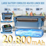 GALOKEO 2026 Upgraded Cordless Electric Lunch Box for Adults, XL 6.3-Cup Rechargeable Heated Lunch Box with 20,800mAh, Self-heating Food Warmer for Construction, Travel & Office
