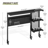 STHYTON Clamp On Desk Shelf, Metal & Wooden Desktop Bookshelf & Heavy Duty Desktop Organizer, Desk Accessories,38.3" W x 33" H (Black) 999BKSSJ197