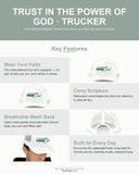 Trust in the Power of God Christian Trucker Hat, Embroidered Scripture Hat for Men & Women, Religious Apparel Charcoal/Black