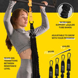 Pull Up Assistance Bands Set - 4 Heavy-Duty Pull Up Bands, Height Adjustable Strap & Comfortable Foot Strap - Stackable Pull Up Resistance Bands for Pull Ups (Yellow)