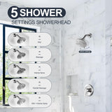 Shower Faucet with Valve, Brushed Nickel Bathroom Tub Shower Faucet Kit, Single Handle Rain Shower Head with Tub Spout, Solid Brass Shower Tub Faucet Set Complete, Bathtub Faucet with Shower