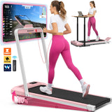 WELLFIT Foldable Treadmill with Incline, 320 LBS Capacity Walking Pad with Handle Bar, Portable Walking Pad Treadmills for Home
