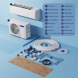 DELLA Econo Series 17000 BTU 17 SEER2 Mini Split Air Conditioner, Cools up to 1000 Sq. Ft, Works with Alexa and Wifi, 230V Heater Ductless Inverter System with Heat Pump, 16.4ft Installation Kit