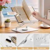 HAUTOCO Acrylic Book Stand, Adjustable Book Holder with 360° Rotating Base