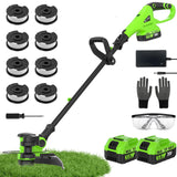 12" Cordless Weed Wacker String Trimmer, 20V Battery Powered Grass Trimmer & Edger 2-in-1, Electric Weed Wacker with 2×5.0Ah Batteries and 8 Pcs Spools, Lightweight Edger Lawn Tool for Yard & Garden