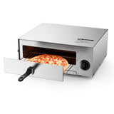 Stainless Steel Pizza Baker With Auto Shut-off, Handle, Removable Pizza Tray, Countertop Pizza Maker For Kitchen & Commercial Use COSTWAY