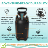 Pressurized Camping Shower (8L/2.1 Gal) – Portable Beach Shower for Surfing, Camping & Van Life – Outdoor Rinse Kit with Hand Pump & 10 Spray Modes – Portable Water Sprayer Pets & Gear | AVANTI CAMP