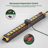 12 Outlet Heavy Duty Long Power Strip with Individual Switches