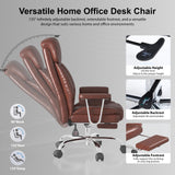 Big and Tall Office Chair, Executive Home Office Desk Chair, Comfy Leather High-Back Reclining Computer Chair with Retractable Footrest and Padded Arms