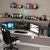 Wallniture Bali Black U Shape Floating Shelves for Wall, CD DVD Storage Shelves