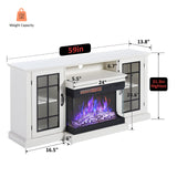LUXOAK 59" Fireplace TV Stand with 3-Sided Glass Electric Fireplace