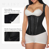 YIANNA Waist Trainer for Women Tummy Control Underbust Hourglass Corset Waist Cincher Vest Sport Girdle Postpartum Faja Body Shaper with Zipper and Hooks, YA7293-Black-XS
