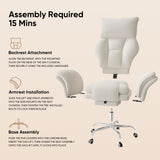 Cross Legged Office Chair with Footrest, Big and Tall Comfy Ergonomic Reclining Executive Chair Wide Seat with Flip-Down Armrests