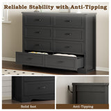 BORNOON 8-Drawer Dresser for Bedroom, Modern Wooden Chest of Drawers with Metal Handles, Anti-Tipping Design, Sturdy and Stable Storage Organizer for Living Room, Entryway, Home Office
