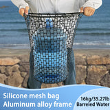SEASPRO Black Telescoping Fishing Net Aluminum Alloy Rubber Fish Net - Adjustable Length Lightweight Foldable Fishing Gear and Large Fishing Net with Handle Collapsible Extendable Fishing Accessories