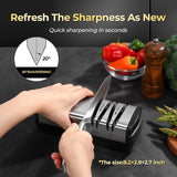 Narcissus Knife Sharpener, Diamond Abrasives Electric Knife Sharpener for Stainless Steel and Ceramic Knives, with Scissors Sharpener & Metal Dust Collection Box, Quick Sharpening & Polishing, Silver