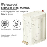 Small Bathroom Trash Can with Air Freshener Soft Close Lid, 6 Liter/ 1.6 Gallon Stainless Steel Garbage Can with Removable Inner Bucket (Ivory White)