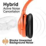 Puro Sound Labs PuroPro Hybrid Active Noise Cancelling Headphones, Volume Limiting, Hi-Res Audio, 32h Playtime – Orange