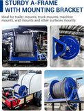 MEKOH Pressure Washer Hose Reel 3/8"x350ft, 5000PSI Hand Crank Power Washer Hose Reel for 1/4"x455ft, Heavy Duty Steel Hose Reel with Trailer/Wall/Van Mount, A-Frame Manual Reel for Water,M22 Fitting