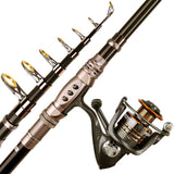 PLUSINNO Fishing Rod and Reel Combos Carbon Fiber Telescopic Fishing Rod with Reel Combo Sea Saltwater Freshwater Kit Fishing Rod Kit…