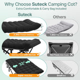 Suteck 32In XXL Folding Camping Cot, 900LBS Heavy Duty Sleeping Cot with Pillow Mattress, 1200D Double-Layer Oxford Portable Cot for Adults with Carry Bag for Home Office Nap Beach Travel