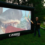 Inflatable Projector Screen - 14FT Outdoor Movie Screen Blow Up for Movie Parties Backyard Outside with Air Blower and Carry Bag, Front and Rear Projection