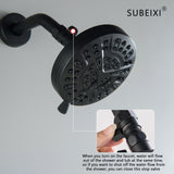 SUBEIXI 2 Handle Shower Faucet Set with Tub Spout Matte Black Two Handles Shower Faucet Set Bathtub Shower Faucet Combo, Wall Mount