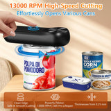 One-Touch Rechargeable Cordless Electric Can Opener, Auto-Stop Smooth-Edge Lid Cutter, Hands-Free Gadget Fits Food, Pet & Soda Cans – for Seniors & Arthritis (Black)