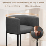 26" H Counter Height Bar Stools Set of 3, Modern Barrel Counter Stools with Backrest and Arms